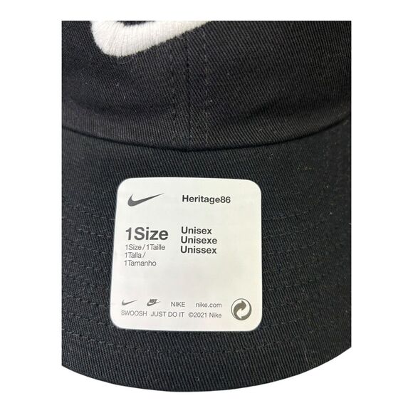 Nike Hat Futura Heritage 86 Unisex Black White One Size Adjustable Swoosh Active - Picture 7 of 10